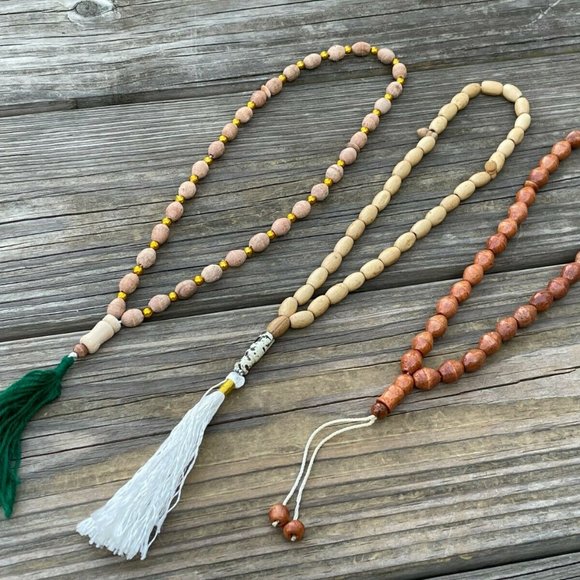 3 Tasbeeh Genuine Wood Prayer Beads Handmade Tasbeh Religious Islamic Beads X3 - Picture 2 of 12